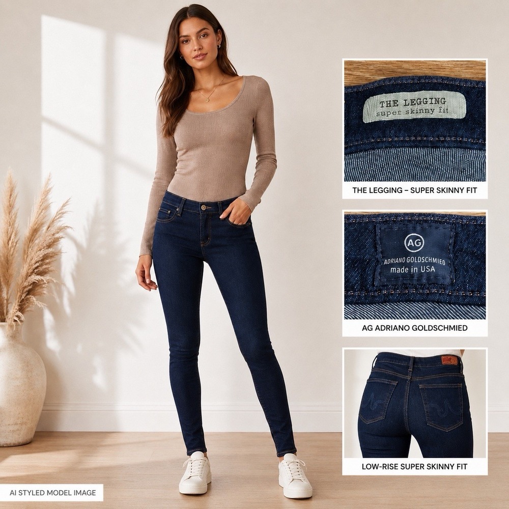 AG Adriano Goldschmied The Legging Jeans Women 31R Dark Wash Super Skinny USA